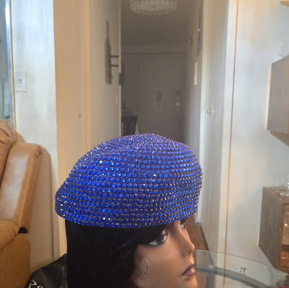 Blue Rhinestone Beret - Picture 6 of 6